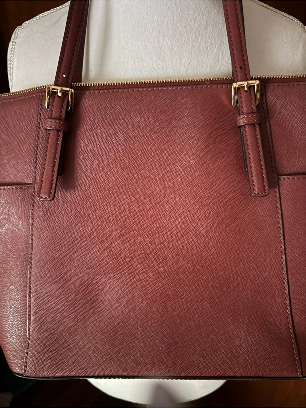 ⚜️👜MICHAEL KORS CHARLOTTE SAFFIANO BURGUNDY LEATHER TOTE BAG 👜⚜️